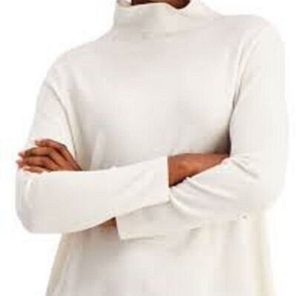 Nwt Eileen Fisher Ivory Superfine Merino Scrunch Neck Tunic